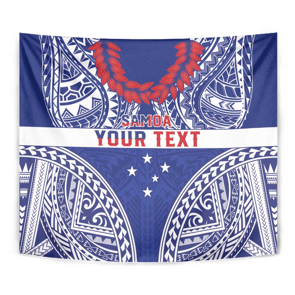 Personalised Toa Samoa Rugby Spirit Tapestry Blue Samoan Tribal Pattern LT9 - Polynesian Pride