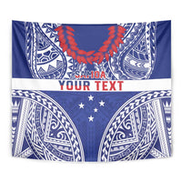 Personalised Toa Samoa Rugby Spirit Tapestry Blue Samoan Tribal Pattern LT9 - Polynesian Pride
