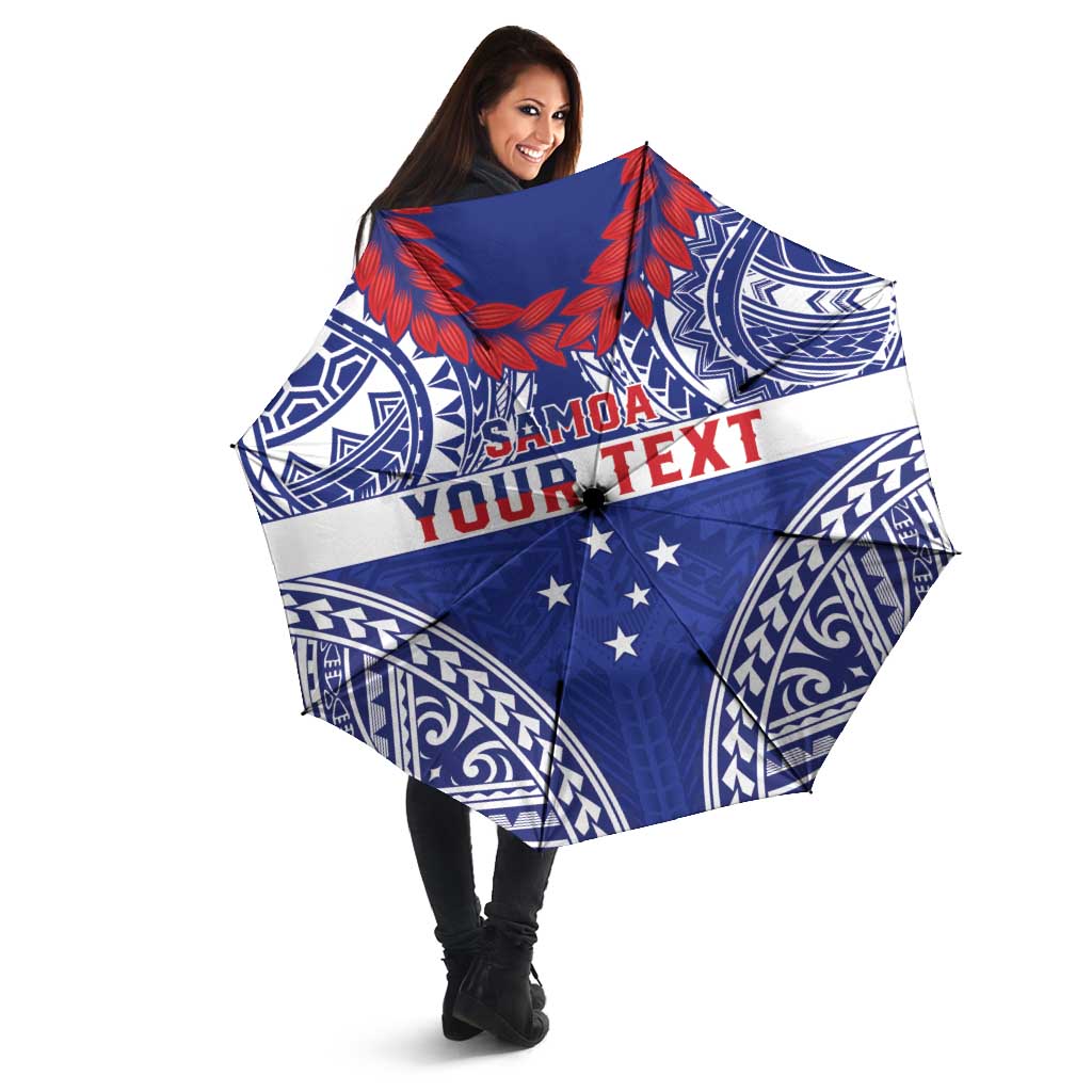 Personalised Toa Samoa Rugby Spirit Umbrella Blue Samoan Tribal Pattern LT9 - Polynesian Pride