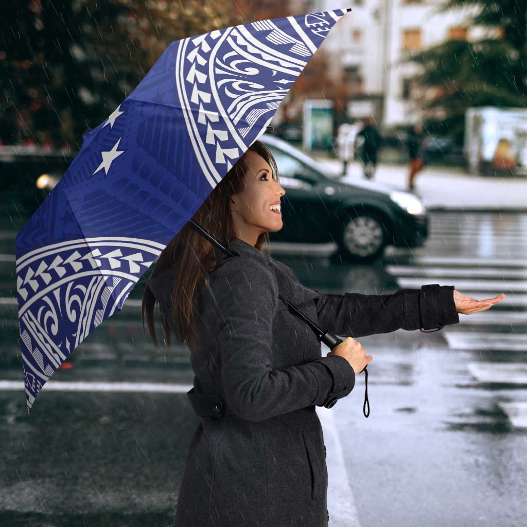 Personalised Toa Samoa Rugby Spirit Umbrella Blue Samoan Tribal Pattern LT9 - Polynesian Pride