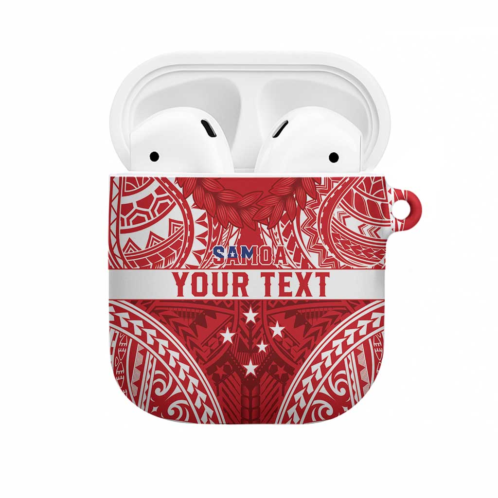 Personalised Toa Samoa Rugby Spirit AirPods Case Red Samoan Tribal Pattern LT9 Red - Polynesian Pride