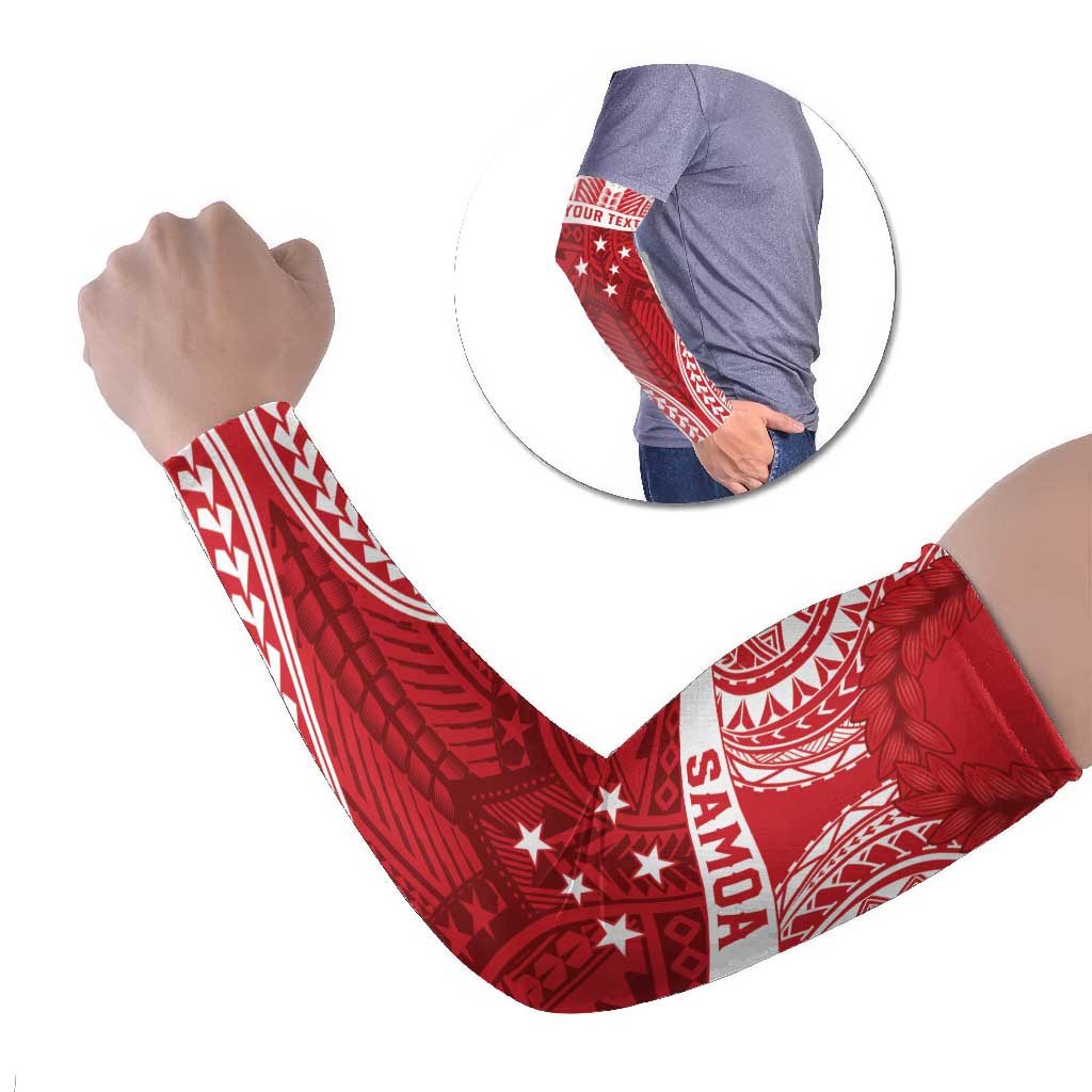 Personalised Toa Samoa Rugby Spirit Arm Sleeves Red Samoan Tribal Pattern LT9 Set of 2 Red - Polynesian Pride