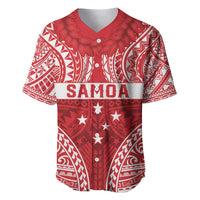 Personalised Toa Samoa Rugby Spirit Baseball Jersey Red Samoan Tribal Pattern LT9 Red - Polynesian Pride