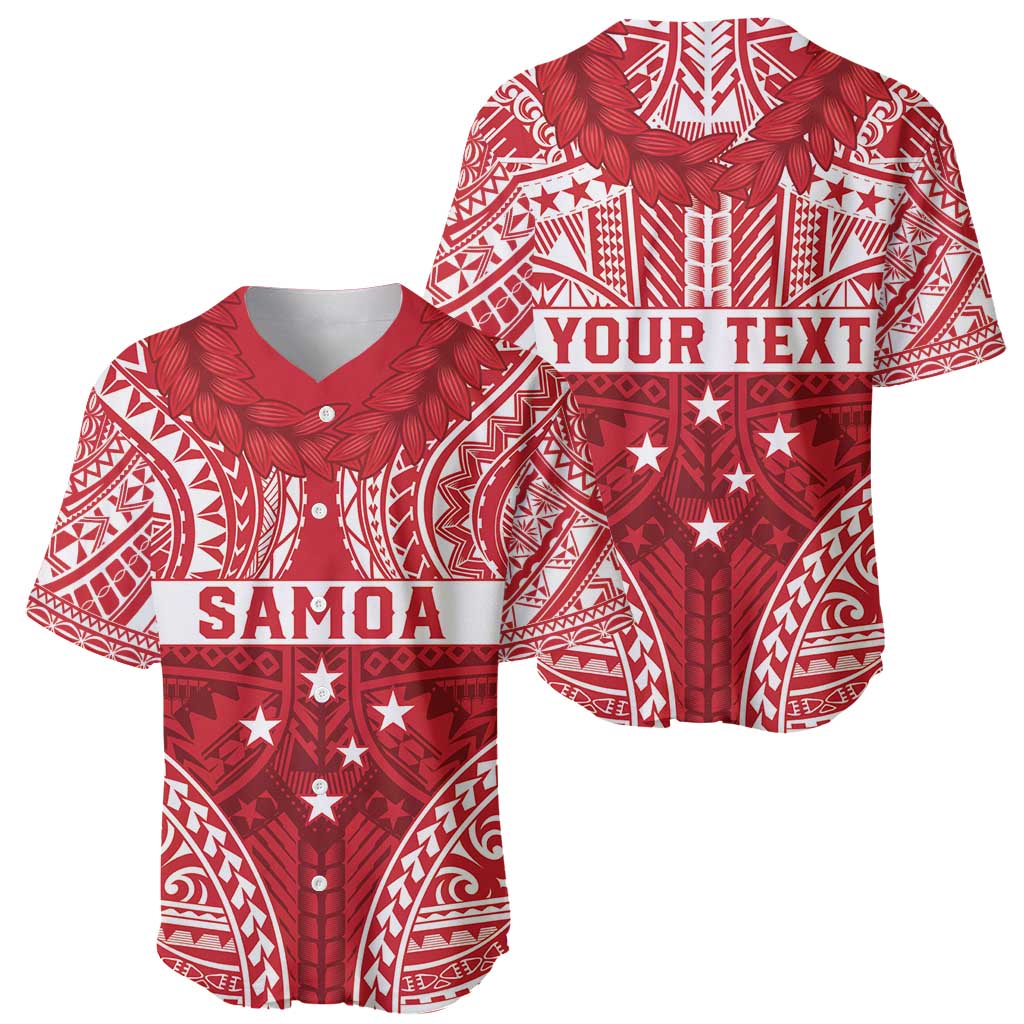 Personalised Toa Samoa Rugby Spirit Baseball Jersey Red Samoan Tribal Pattern LT9 - Polynesian Pride