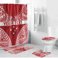 Personalised Toa Samoa Rugby Spirit Bathroom Set Red Samoan Tribal Pattern LT9 Bathroom Set (4 pcs) Red - Polynesian Pride