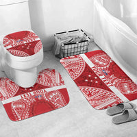 Personalised Toa Samoa Rugby Spirit Bathroom Set Red Samoan Tribal Pattern LT9 Mat Set Only (3 pcs) One Size Red - Polynesian Pride