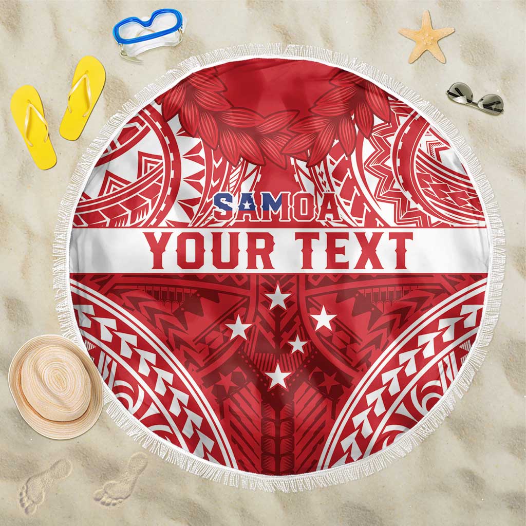 Personalised Toa Samoa Rugby Spirit Beach Blanket Red Samoan Tribal Pattern LT9 One Size 150cm Red - Polynesian Pride