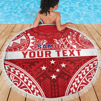 Personalised Toa Samoa Rugby Spirit Beach Blanket Red Samoan Tribal Pattern LT9 - Polynesian Pride