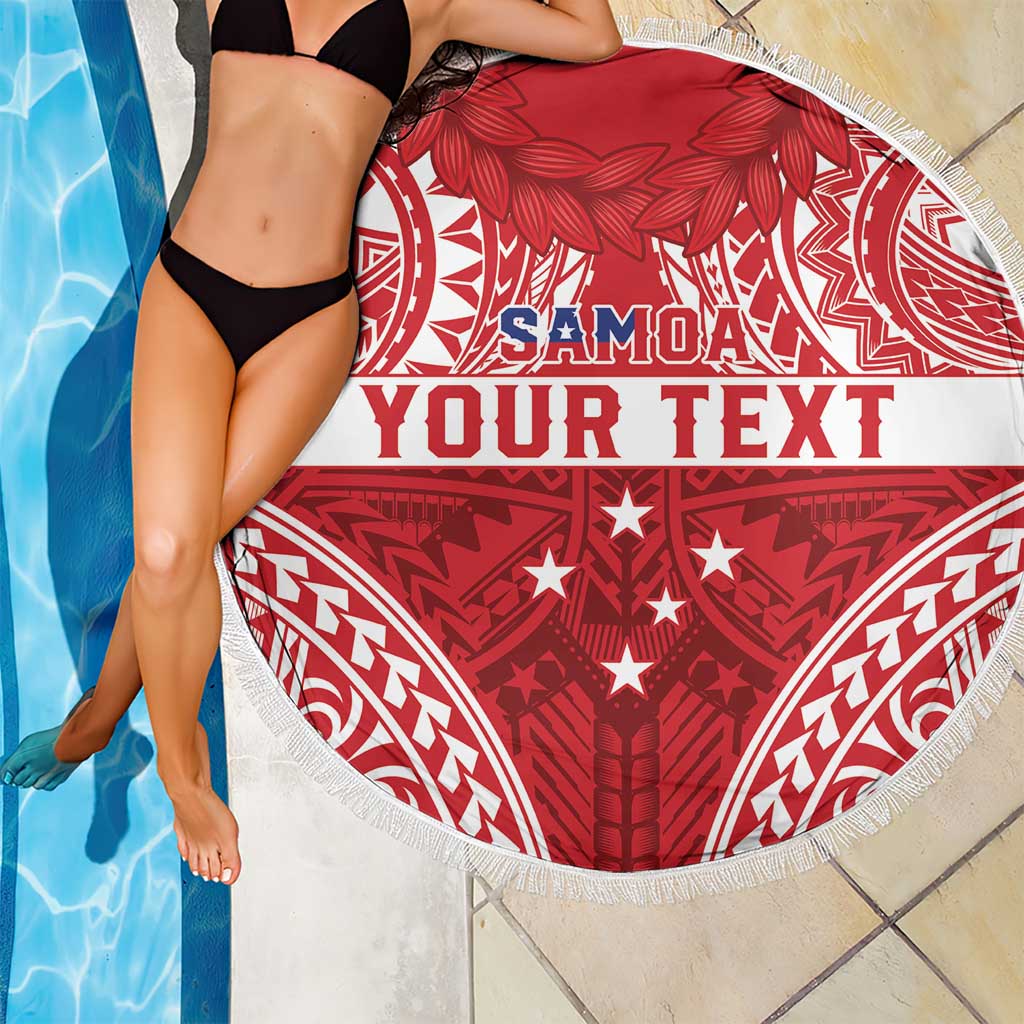 Personalised Toa Samoa Rugby Spirit Beach Blanket Red Samoan Tribal Pattern LT9 - Polynesian Pride