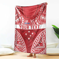 Personalised Toa Samoa Rugby Spirit Blanket Red Samoan Tribal Pattern LT9 - Polynesian Pride