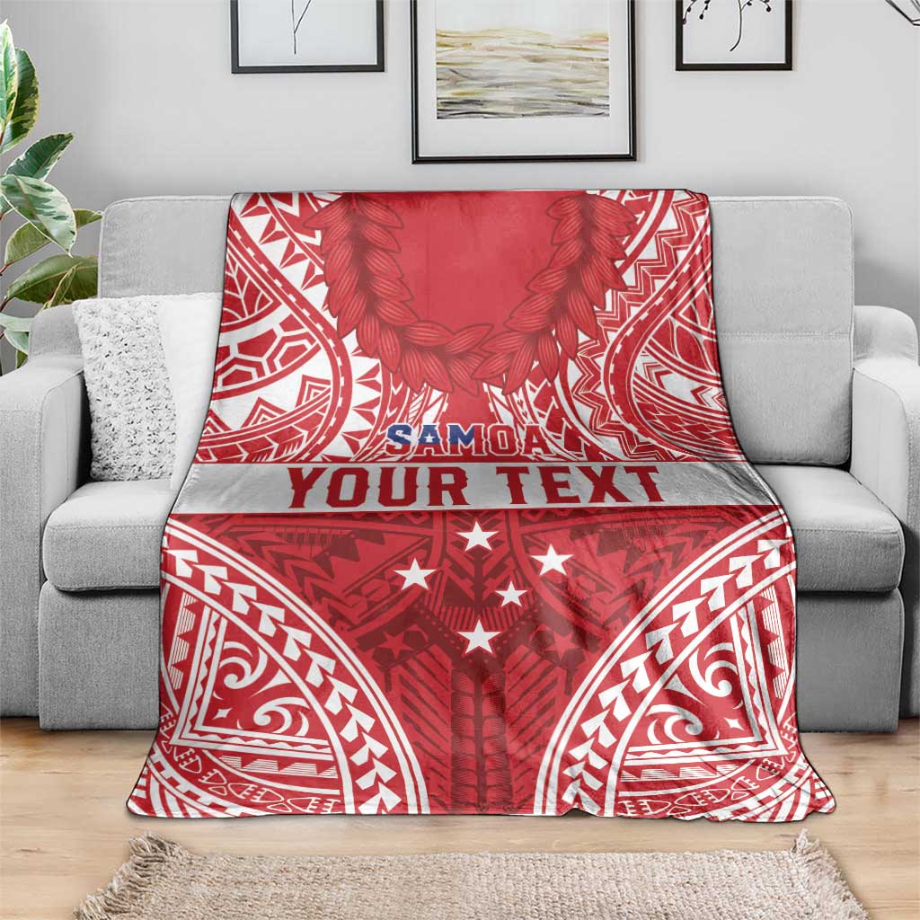 Personalised Toa Samoa Rugby Spirit Blanket Red Samoan Tribal Pattern LT9 - Polynesian Pride