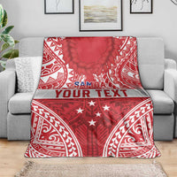 Personalised Toa Samoa Rugby Spirit Blanket Red Samoan Tribal Pattern LT9 - Polynesian Pride