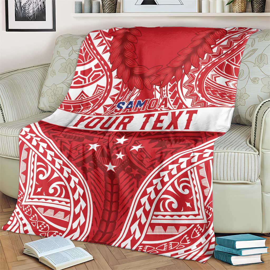 Personalised Toa Samoa Rugby Spirit Blanket Red Samoan Tribal Pattern LT9 - Polynesian Pride