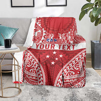 Personalised Toa Samoa Rugby Spirit Blanket Red Samoan Tribal Pattern LT9 - Polynesian Pride