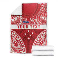Personalised Toa Samoa Rugby Spirit Blanket Red Samoan Tribal Pattern LT9 - Polynesian Pride