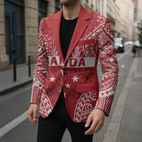 Personalised Toa Samoa Rugby Spirit Blazer Red Samoan Tribal Pattern LT9 - Polynesian Pride