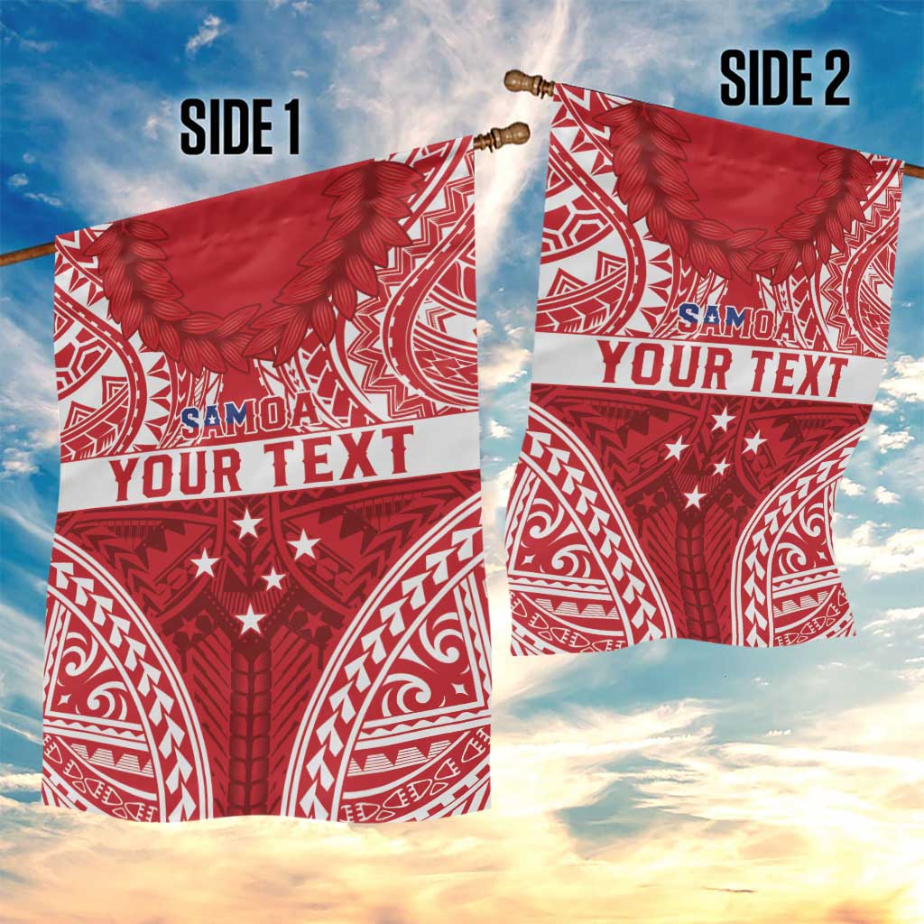 Personalised Toa Samoa Rugby Spirit Garden Flag Red Samoan Tribal Pattern LT9 - Polynesian Pride
