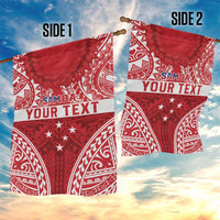 Personalised Toa Samoa Rugby Spirit Garden Flag Red Samoan Tribal Pattern LT9 - Polynesian Pride