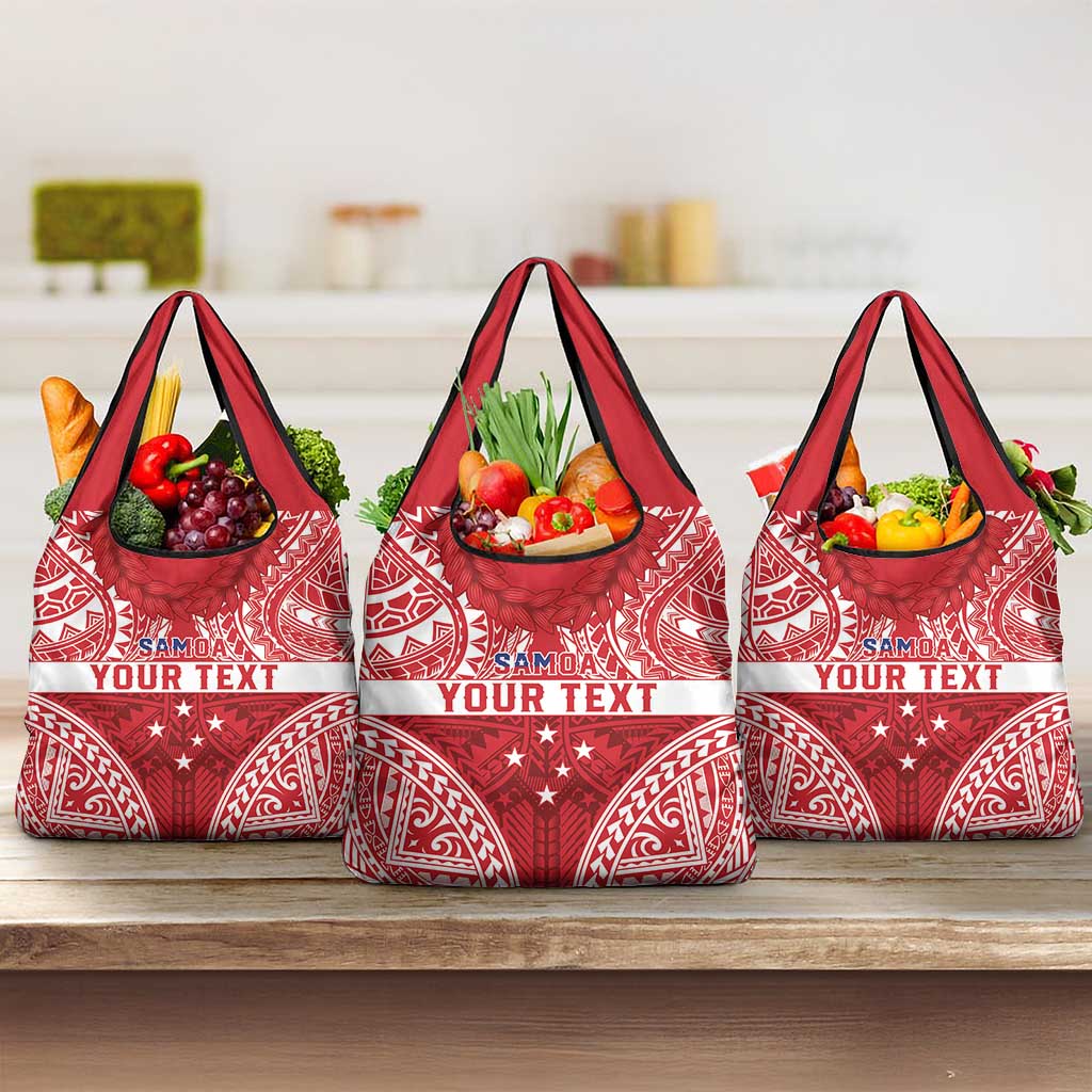 Personalised Toa Samoa Rugby Spirit Grocery Bag Red Samoan Tribal Pattern LT9 3-pack One Size Red - Polynesian Pride