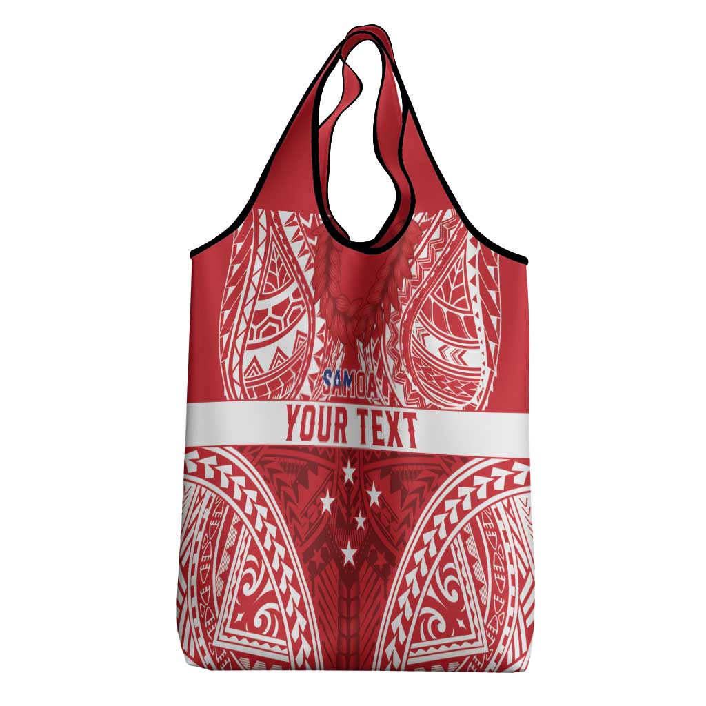 Personalised Toa Samoa Rugby Spirit Grocery Bag Red Samoan Tribal Pattern LT9 - Polynesian Pride
