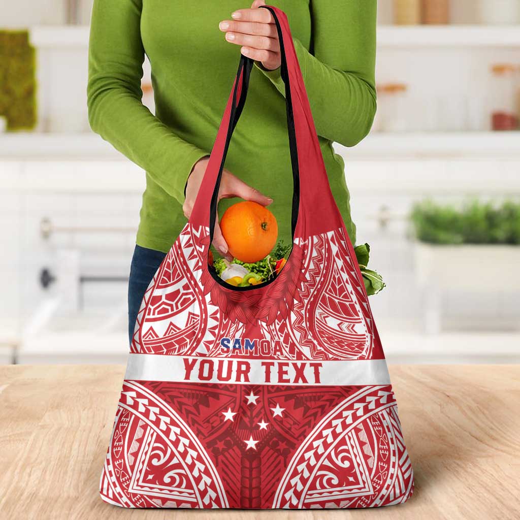 Personalised Toa Samoa Rugby Spirit Grocery Bag Red Samoan Tribal Pattern LT9 - Polynesian Pride