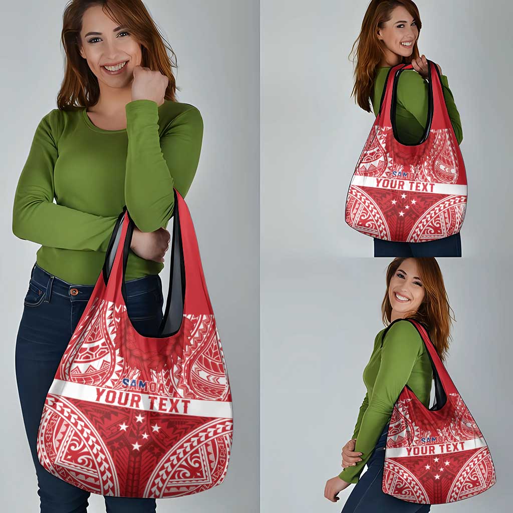 Personalised Toa Samoa Rugby Spirit Grocery Bag Red Samoan Tribal Pattern LT9 - Polynesian Pride