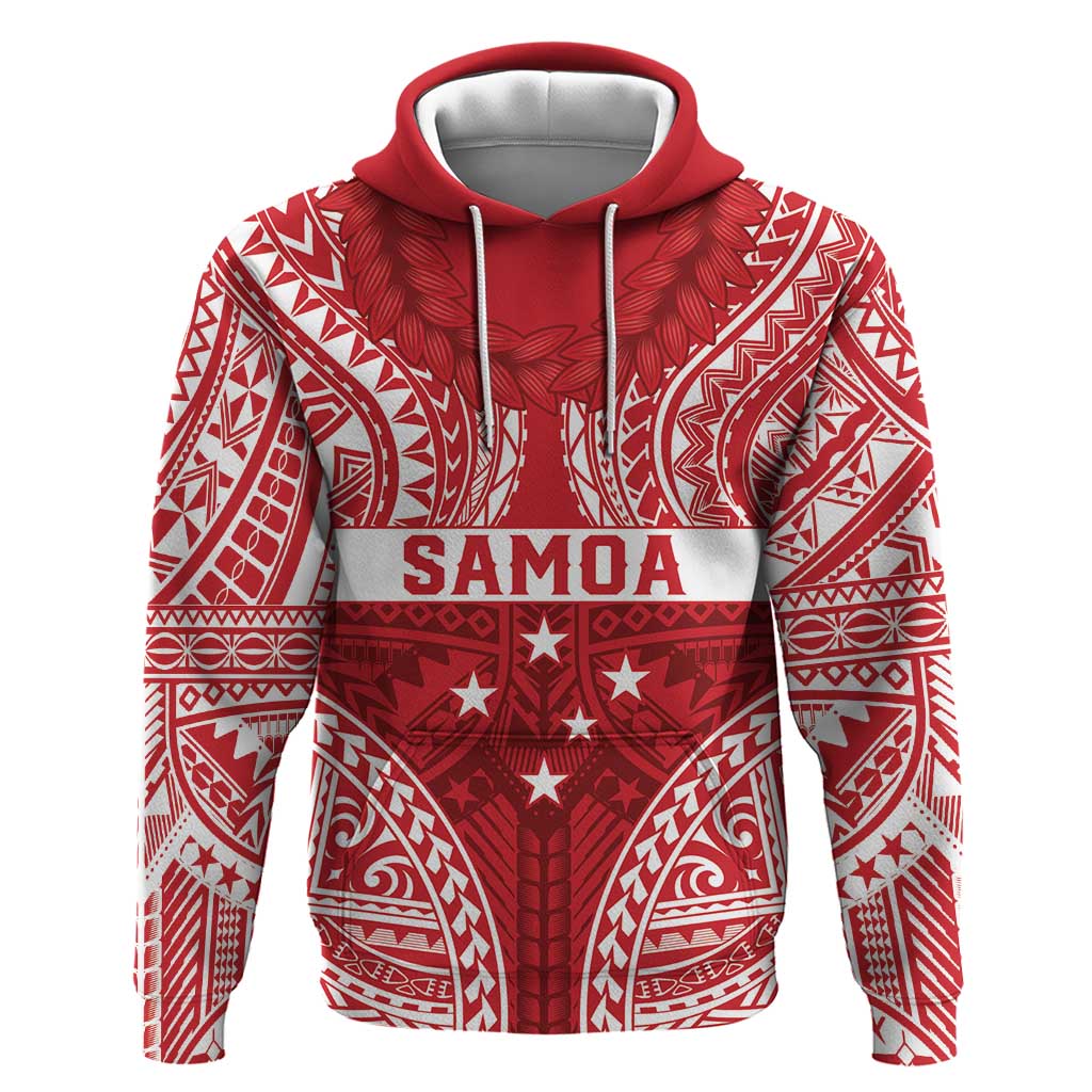 Personalised Toa Samoa Rugby Spirit Hoodie Red Samoan Tribal Pattern LT9 Pullover Hoodie Red - Polynesian Pride