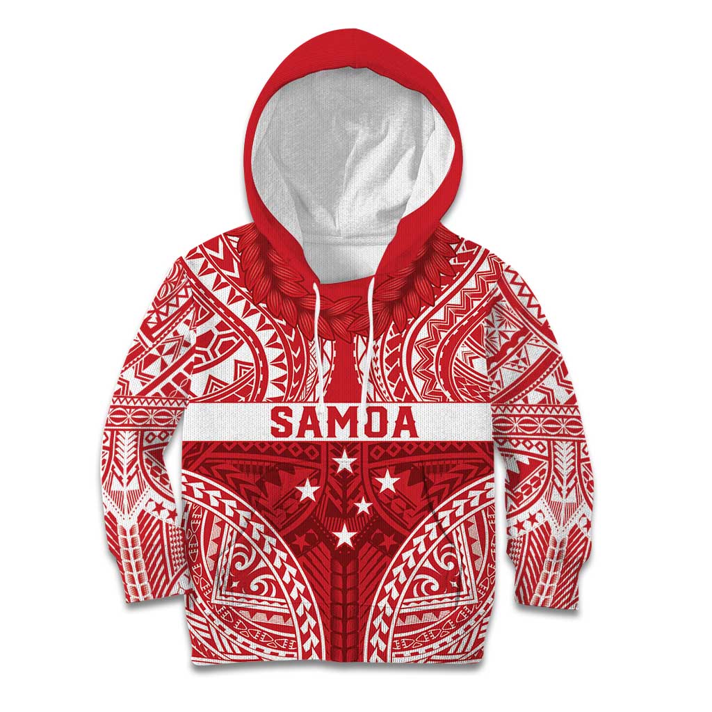 Personalised Toa Samoa Rugby Spirit Kid Hoodie Red Samoan Tribal Pattern LT9 Hoodie Red - Polynesian Pride