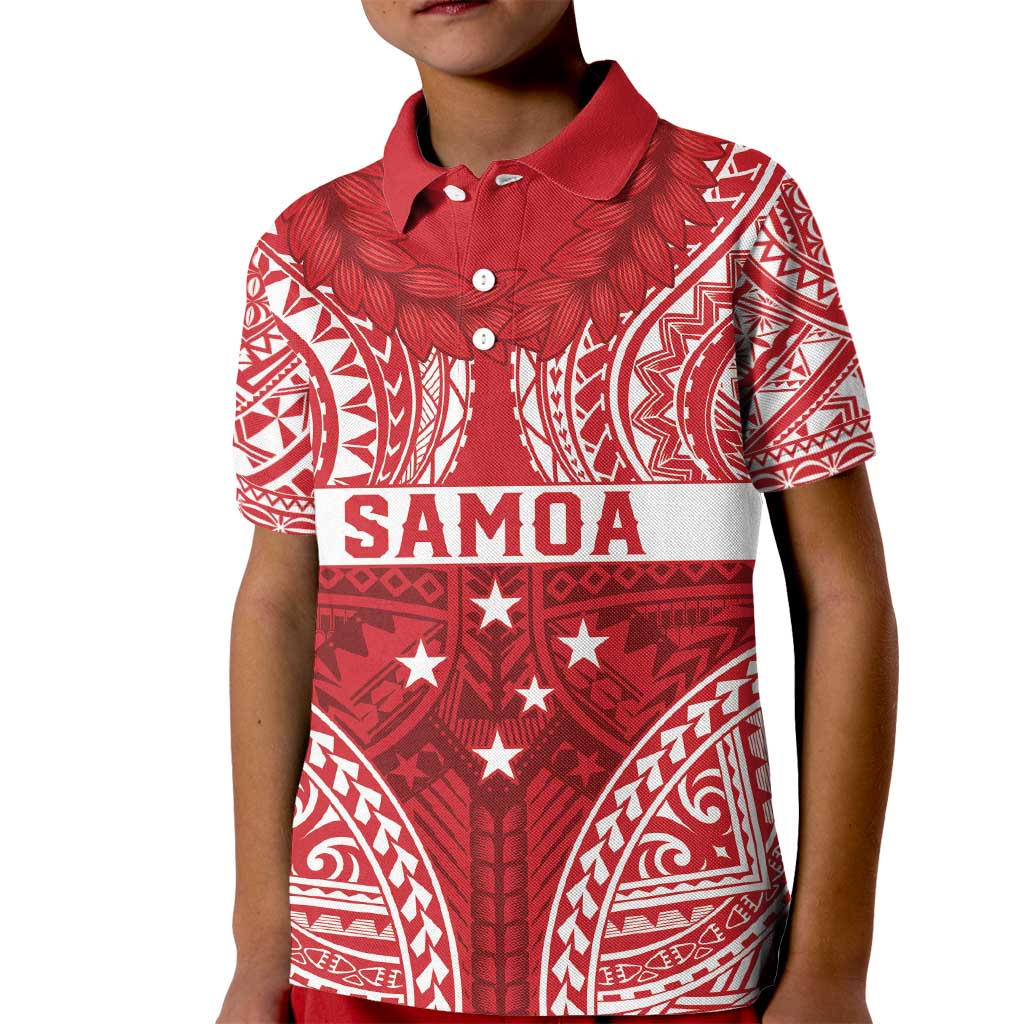 Personalised Toa Samoa Rugby Spirit Kid Polo Shirt Red Samoan Tribal Pattern LT9 Kid Red - Polynesian Pride