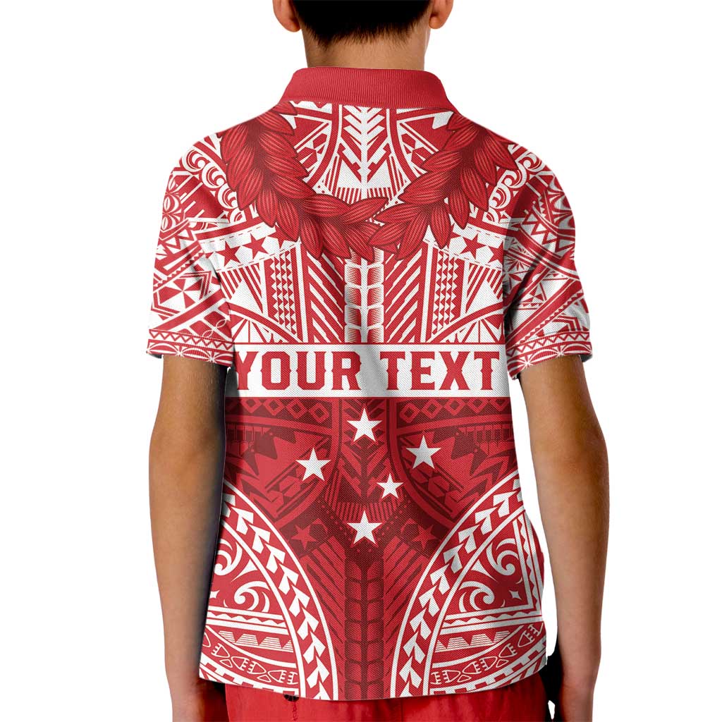 Personalised Toa Samoa Rugby Spirit Kid Polo Shirt Red Samoan Tribal Pattern LT9 - Polynesian Pride