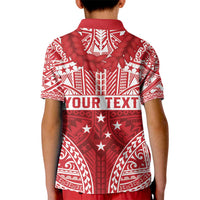 Personalised Toa Samoa Rugby Spirit Kid Polo Shirt Red Samoan Tribal Pattern LT9 - Polynesian Pride