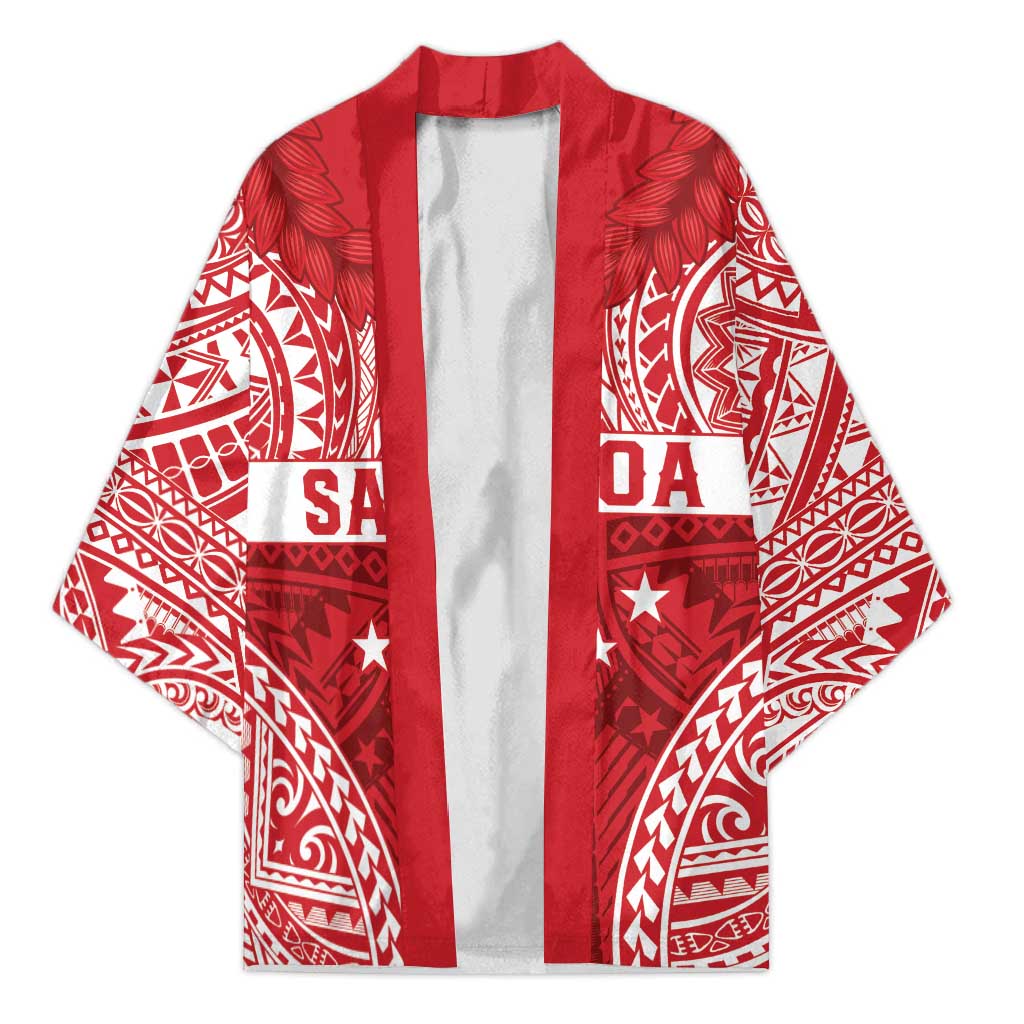 Personalised Toa Samoa Rugby Spirit Kimono Red Samoan Tribal Pattern LT9 Unisex Red - Polynesian Pride