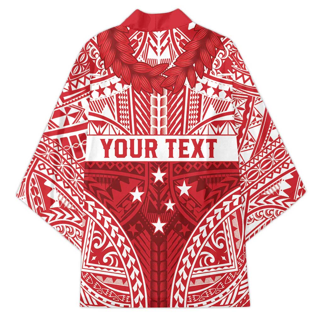 Personalised Toa Samoa Rugby Spirit Kimono Red Samoan Tribal Pattern LT9 - Polynesian Pride
