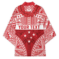 Personalised Toa Samoa Rugby Spirit Kimono Red Samoan Tribal Pattern LT9 - Polynesian Pride