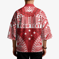 Personalised Toa Samoa Rugby Spirit Kimono Red Samoan Tribal Pattern LT9 - Polynesian Pride