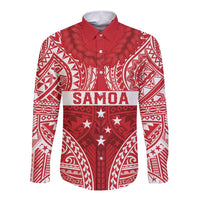 Personalised Toa Samoa Rugby Spirit Long Sleeve Button Shirt Red Samoan Tribal Pattern LT9 Unisex Red - Polynesian Pride
