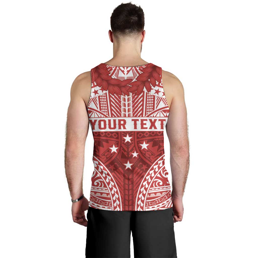 Personalised Toa Samoa Rugby Spirit Men Tank Top Red Samoan Tribal Pattern LT9 - Polynesian Pride