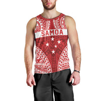 Personalised Toa Samoa Rugby Spirit Men Tank Top Red Samoan Tribal Pattern LT9 - Polynesian Pride