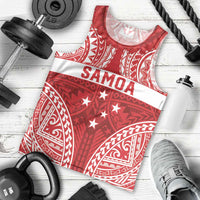 Personalised Toa Samoa Rugby Spirit Men Tank Top Red Samoan Tribal Pattern LT9 - Polynesian Pride