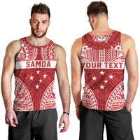 Personalised Toa Samoa Rugby Spirit Men Tank Top Red Samoan Tribal Pattern LT9 - Polynesian Pride