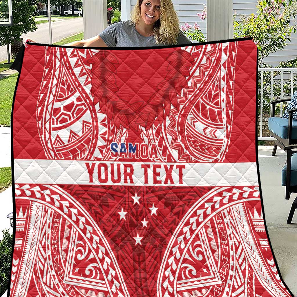 Personalised Toa Samoa Rugby Spirit Quilt Red Samoan Tribal Pattern LT9 Red - Polynesian Pride