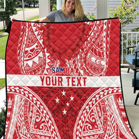 Personalised Toa Samoa Rugby Spirit Quilt Red Samoan Tribal Pattern LT9 Red - Polynesian Pride