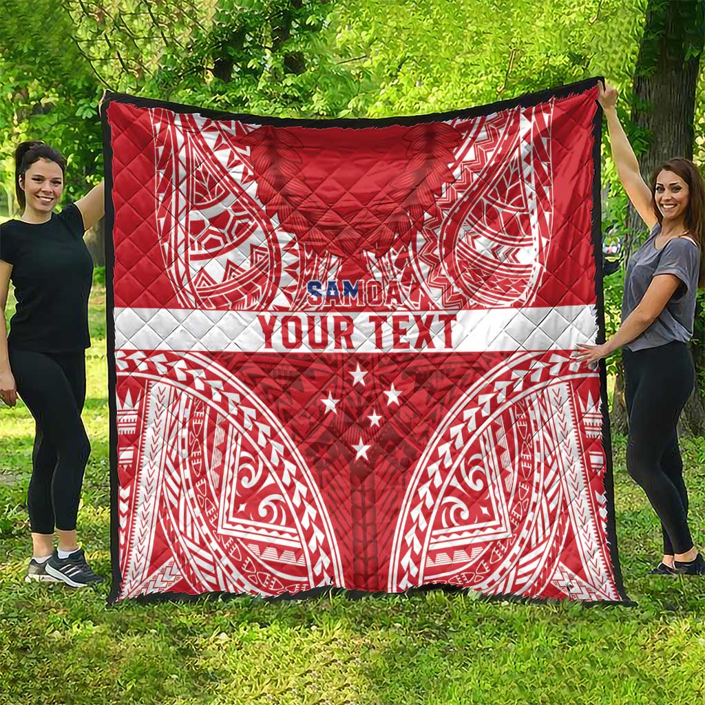 Personalised Toa Samoa Rugby Spirit Quilt Red Samoan Tribal Pattern LT9 - Polynesian Pride