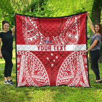 Personalised Toa Samoa Rugby Spirit Quilt Red Samoan Tribal Pattern LT9 - Polynesian Pride