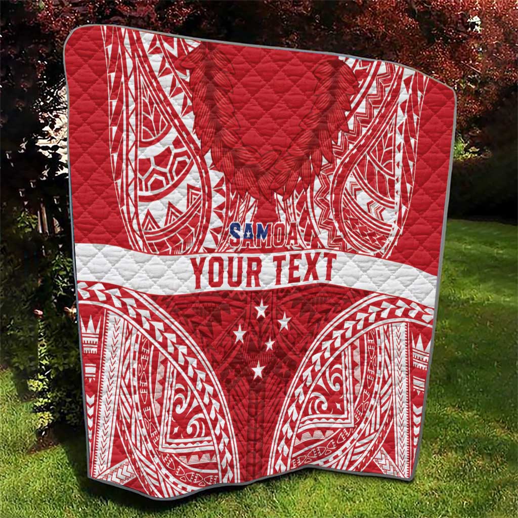 Personalised Toa Samoa Rugby Spirit Quilt Red Samoan Tribal Pattern LT9 - Polynesian Pride
