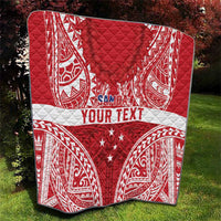Personalised Toa Samoa Rugby Spirit Quilt Red Samoan Tribal Pattern LT9 - Polynesian Pride
