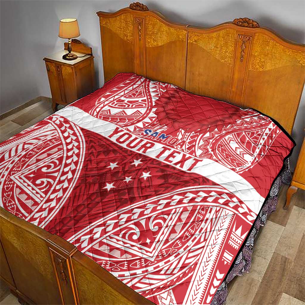 Personalised Toa Samoa Rugby Spirit Quilt Red Samoan Tribal Pattern LT9 - Polynesian Pride