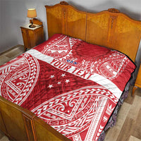 Personalised Toa Samoa Rugby Spirit Quilt Red Samoan Tribal Pattern LT9 - Polynesian Pride