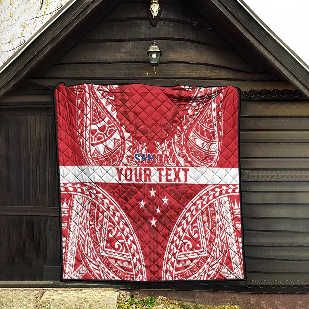 Personalised Toa Samoa Rugby Spirit Quilt Red Samoan Tribal Pattern LT9 - Polynesian Pride