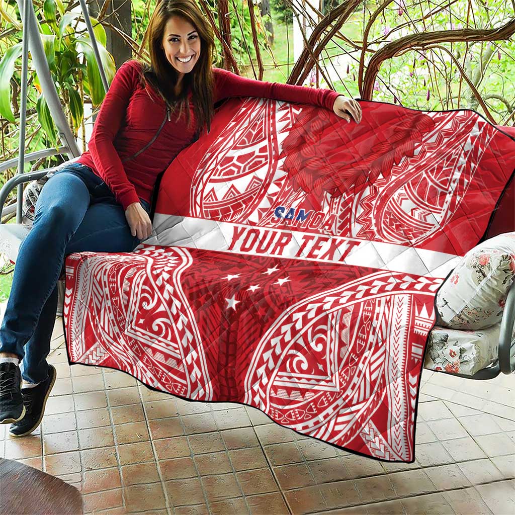 Personalised Toa Samoa Rugby Spirit Quilt Red Samoan Tribal Pattern LT9 - Polynesian Pride